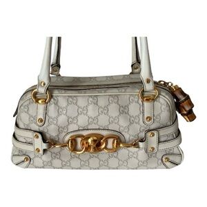 Gucci monogram horsebit  wave medium shoulder bag